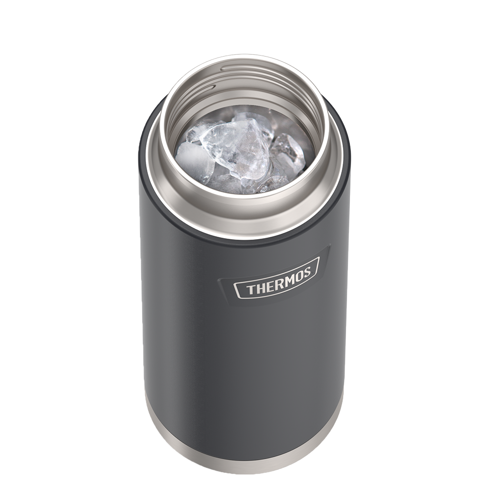 Thermos® 32oz Icon™ water bottle in Sunset Pink — shown filled with ice, demonstrating insulation