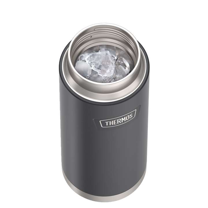 Thermos® 32oz Icon™ water bottle in Sunset Pink — shown filled with ice, demonstrating insulation