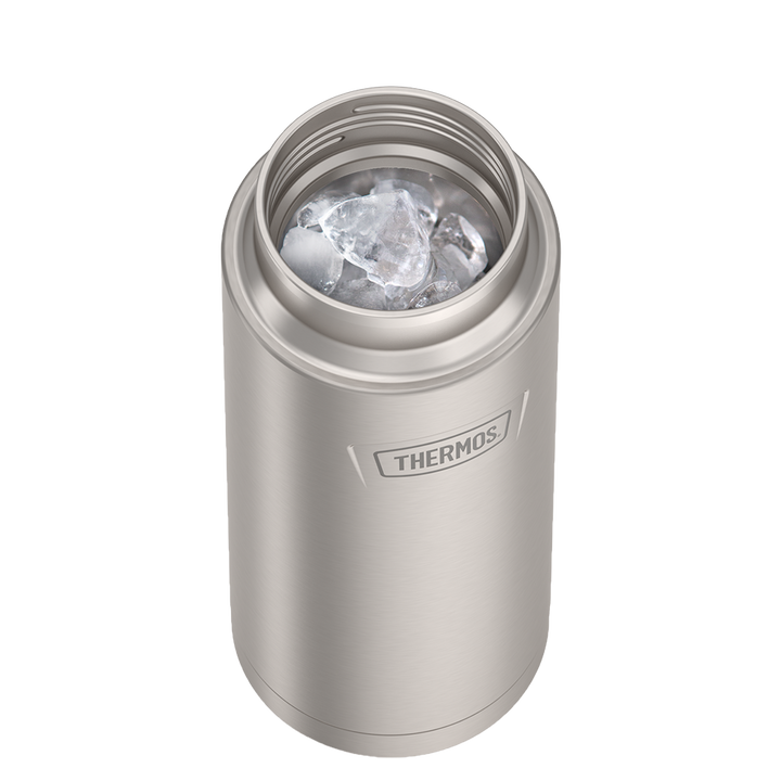 Thermos® 32oz Icon™ water bottle in Sunset Pink — shown filled with ice, demonstrating insulation