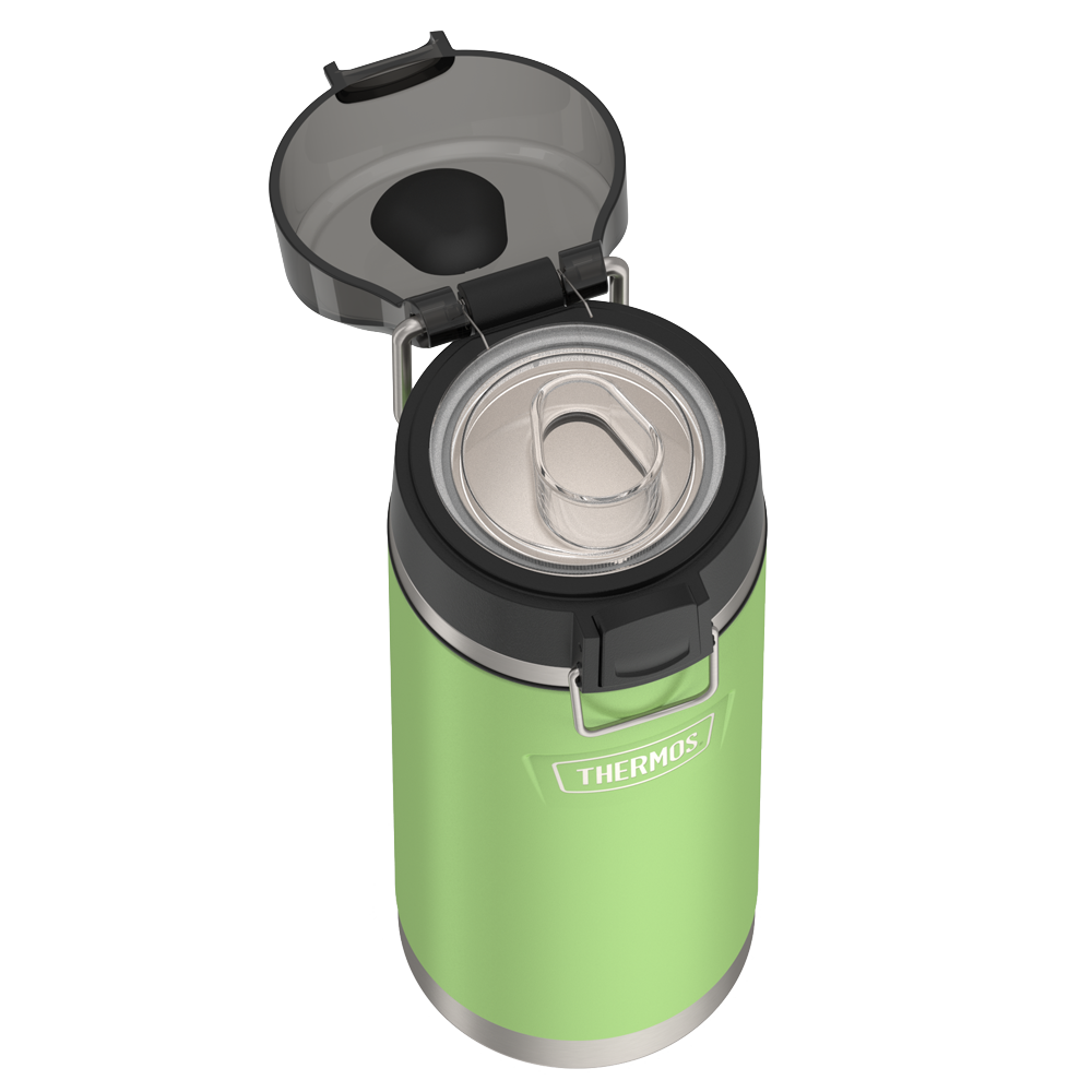 Thermos® 18oz Icon™ water bottle in Navy — close-up of push-button spout lid