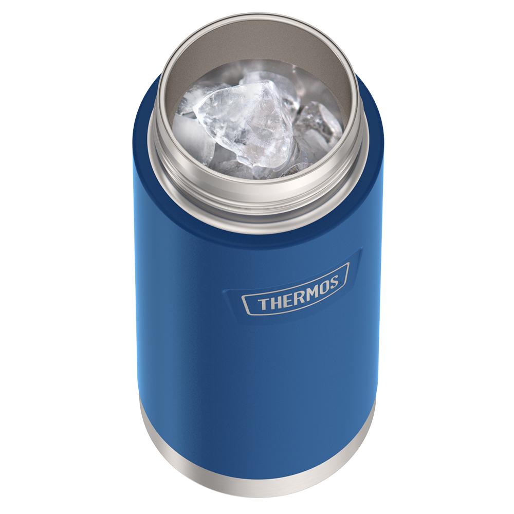 Thermos® 18oz Icon™ water bottle in Granite — shown filled with ice, demonstrating insulation