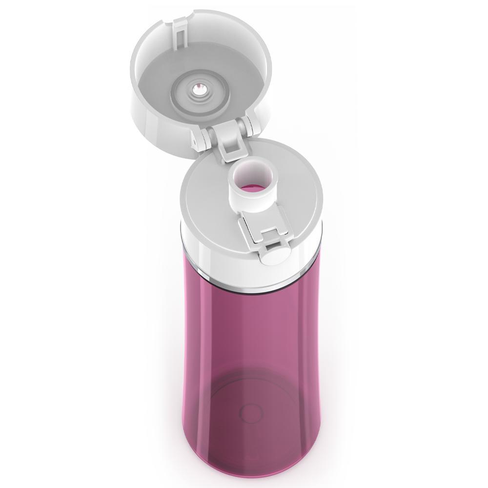 Thermos® 22oz Thermos® water bottle in Turquoise W/Gray Lid — close-up of push-button spout lid