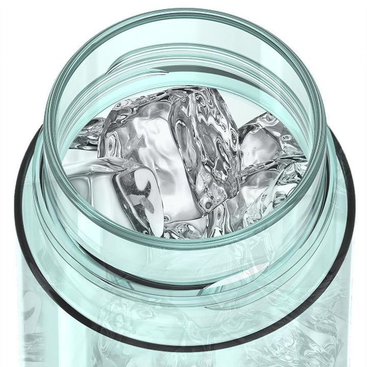 Thermos® 22oz Thermos® water bottle in Burgundy W/Black Lid — shown filled with ice, demonstrating insulation