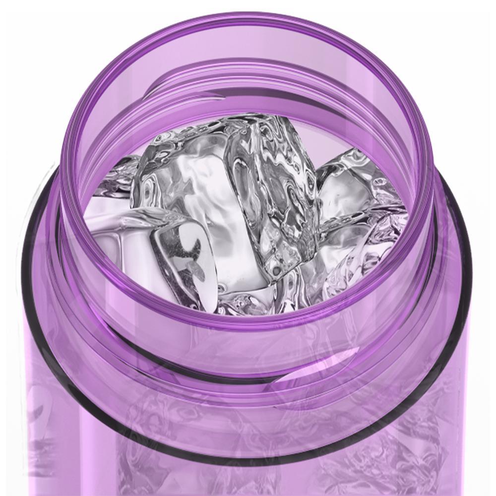 Thermos® 22oz Thermos® water bottle in Burgundy W/Black Lid — shown filled with ice, demonstrating insulation