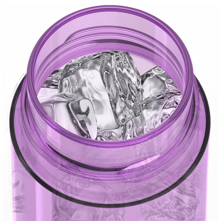 Thermos® 22oz Thermos® water bottle in Burgundy W/Black Lid — shown filled with ice, demonstrating insulation