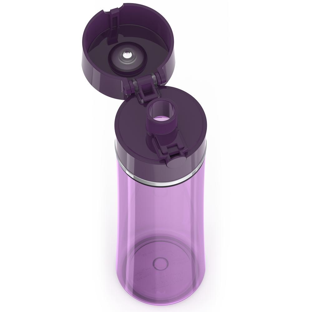 Thermos® 22oz Thermos® water bottle in Burgundy W/Black Lid — close-up of push-button spout lid