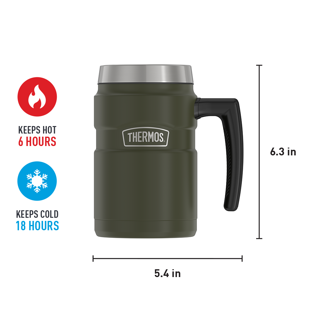 Thermos® 16oz Stainless King™ mug in Matte Stainless Steel