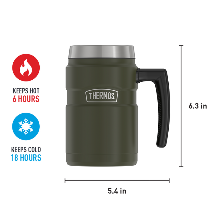 Thermos® 16oz Stainless King™ mug in Matte Stainless Steel