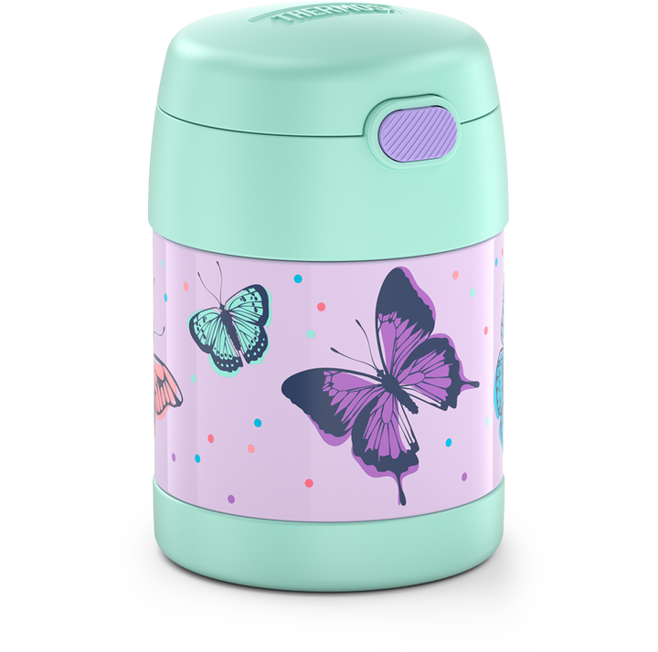 Thermos® 10oz FUNtainer® food jar in Rainbow Dreams — angled view showing full profile