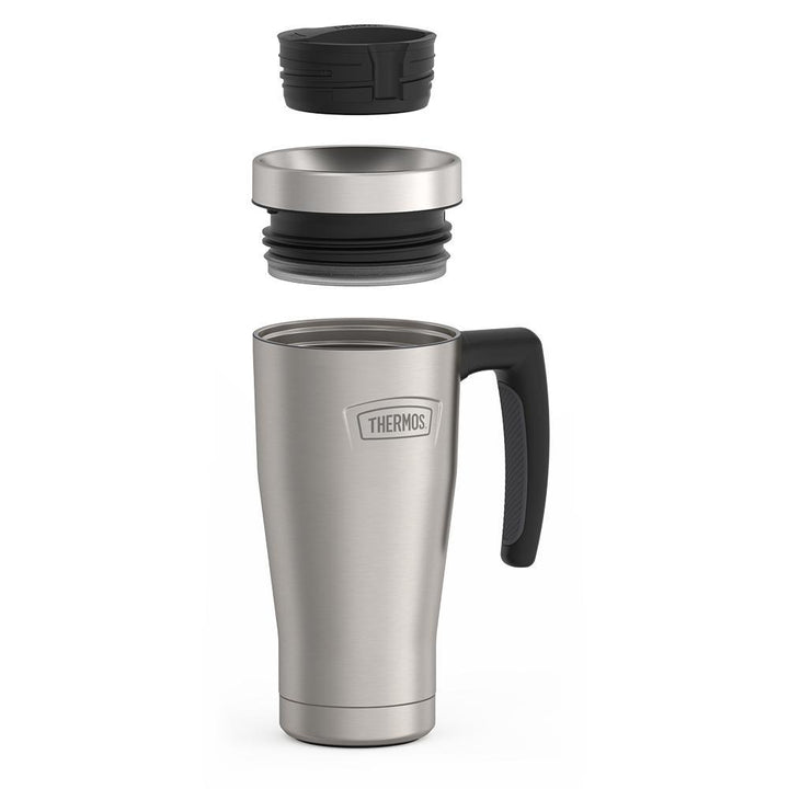 Thermos® 16oz Icon™ mug in Saddle — showing lid and bottle components