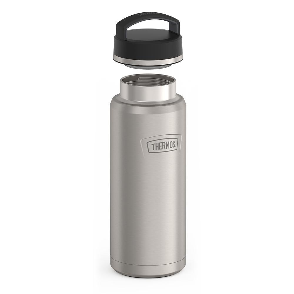 Thermos® 40oz Icon™ water bottle in Matte Stainless Steel — showing lid and bottle components