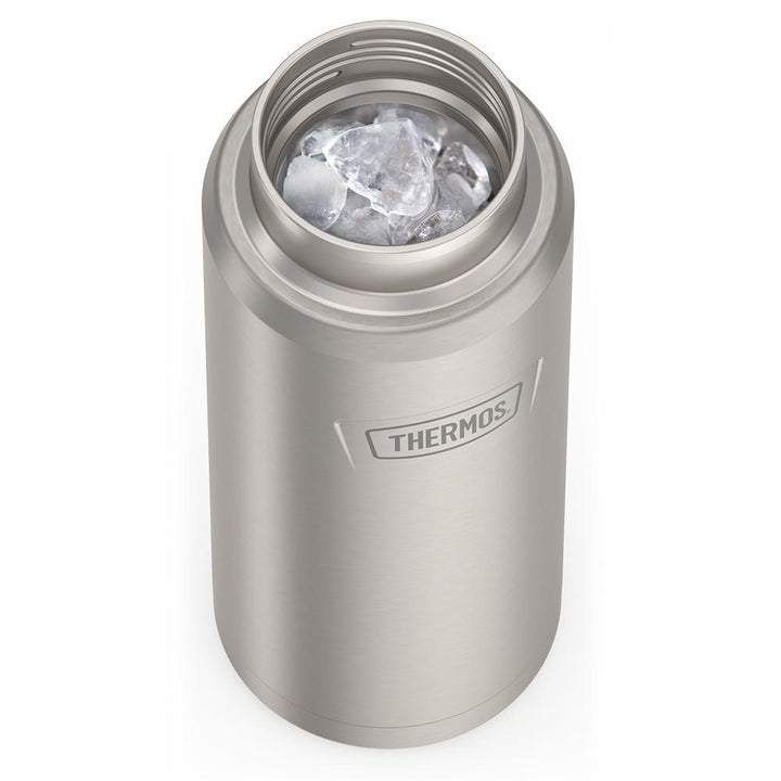 Thermos® 40oz Icon™ water bottle in Matte Stainless Steel — shown filled with ice, demonstrating insulation