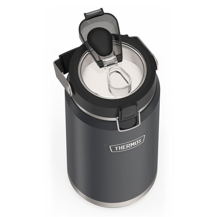 Thermos® 64oz Icon™ water bottle in Matte Stainless Steel — close-up of lid mechanism