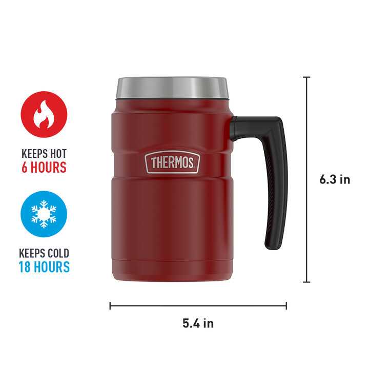 Thermos® 16oz Stainless King™ mug in Matte Stainless Steel