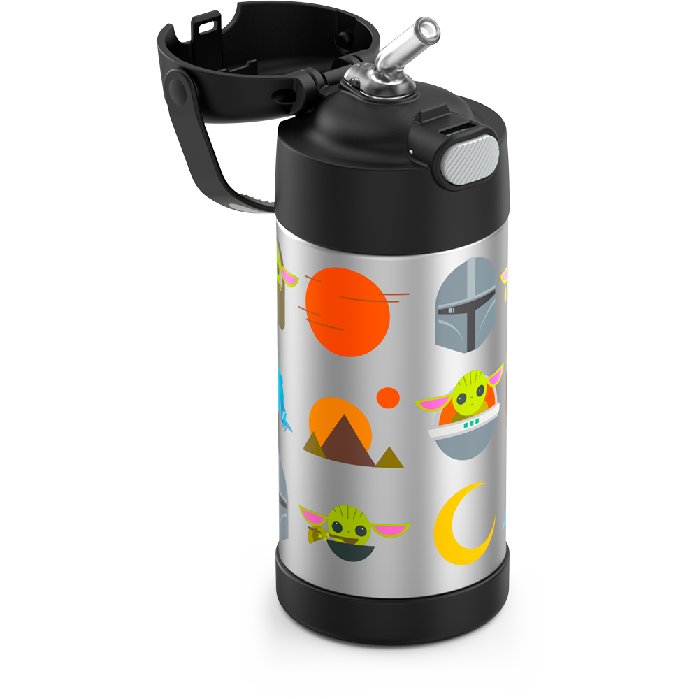 Thermos® 12oz FUNtainer® water bottle in Default Title — close-up of push-button straw lid