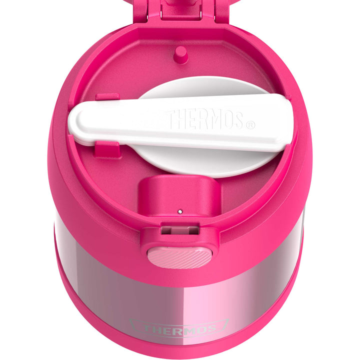 Thermos® 10oz FUNtainer® food jar in Charcoal — top view showing lid opening