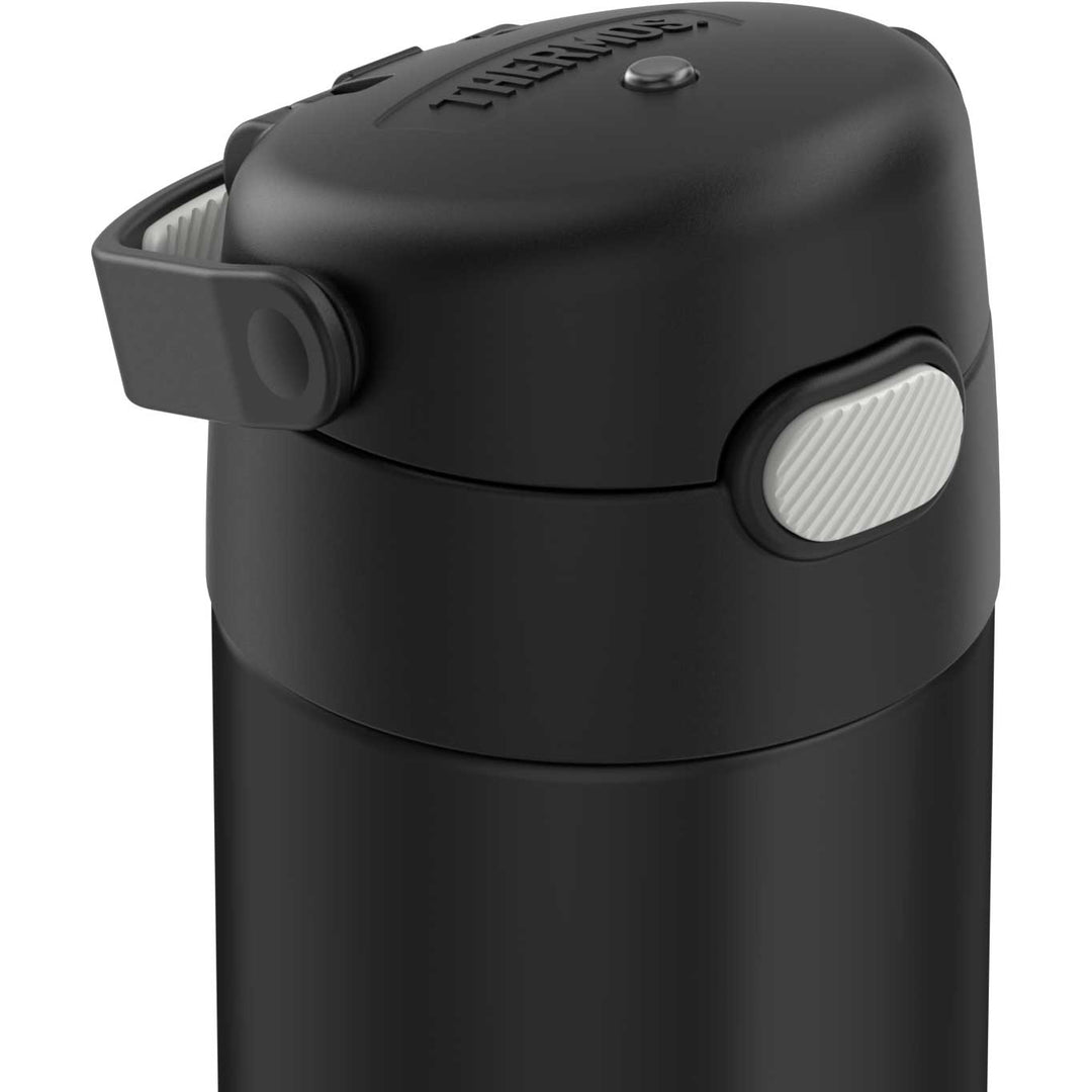 Thermos® 16oz FUNtainer® water bottle in Lemon Yellow — top view showing lid opening