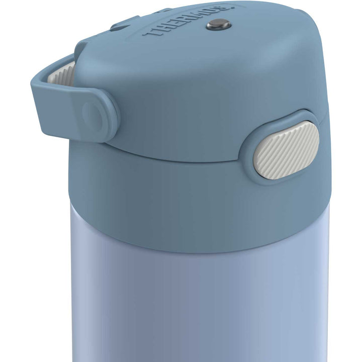 Thermos® 16oz FUNtainer® water bottle in Lemon Yellow — top view showing lid opening