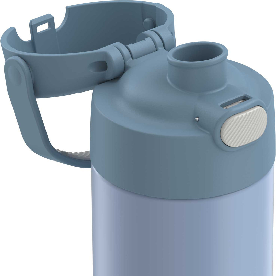 Thermos® 16oz FUNtainer® water bottle in Lemon Yellow — top view showing lid opening