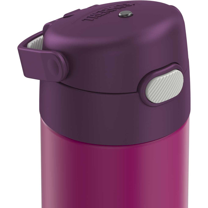 Thermos® 16oz FUNtainer® water bottle in Lemon Yellow — top view showing lid opening