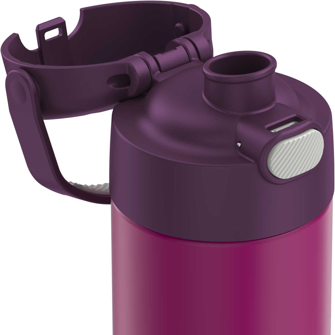 Thermos® 16oz FUNtainer® water bottle in Lemon Yellow — top view showing lid opening