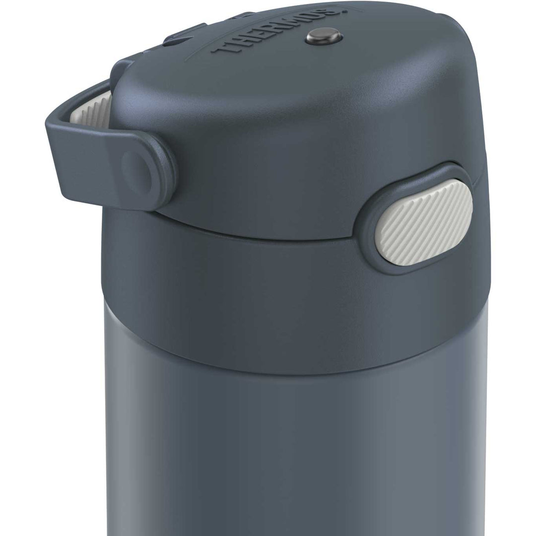 Thermos® 16oz FUNtainer® water bottle in Lemon Yellow — top view showing lid opening