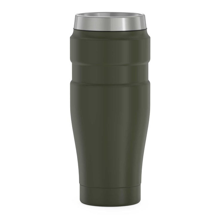 Thermos® 16oz Stainless King™ tumbler in Matte Stainless Steel — back view showing handle and base