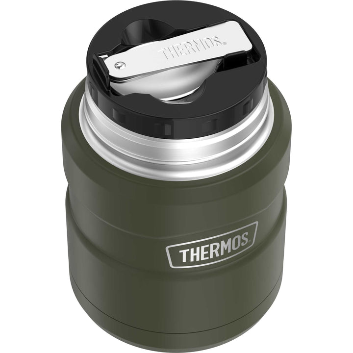 Thermos® 16oz Stainless King™ food jar in Matte Rose — top view showing lid opening