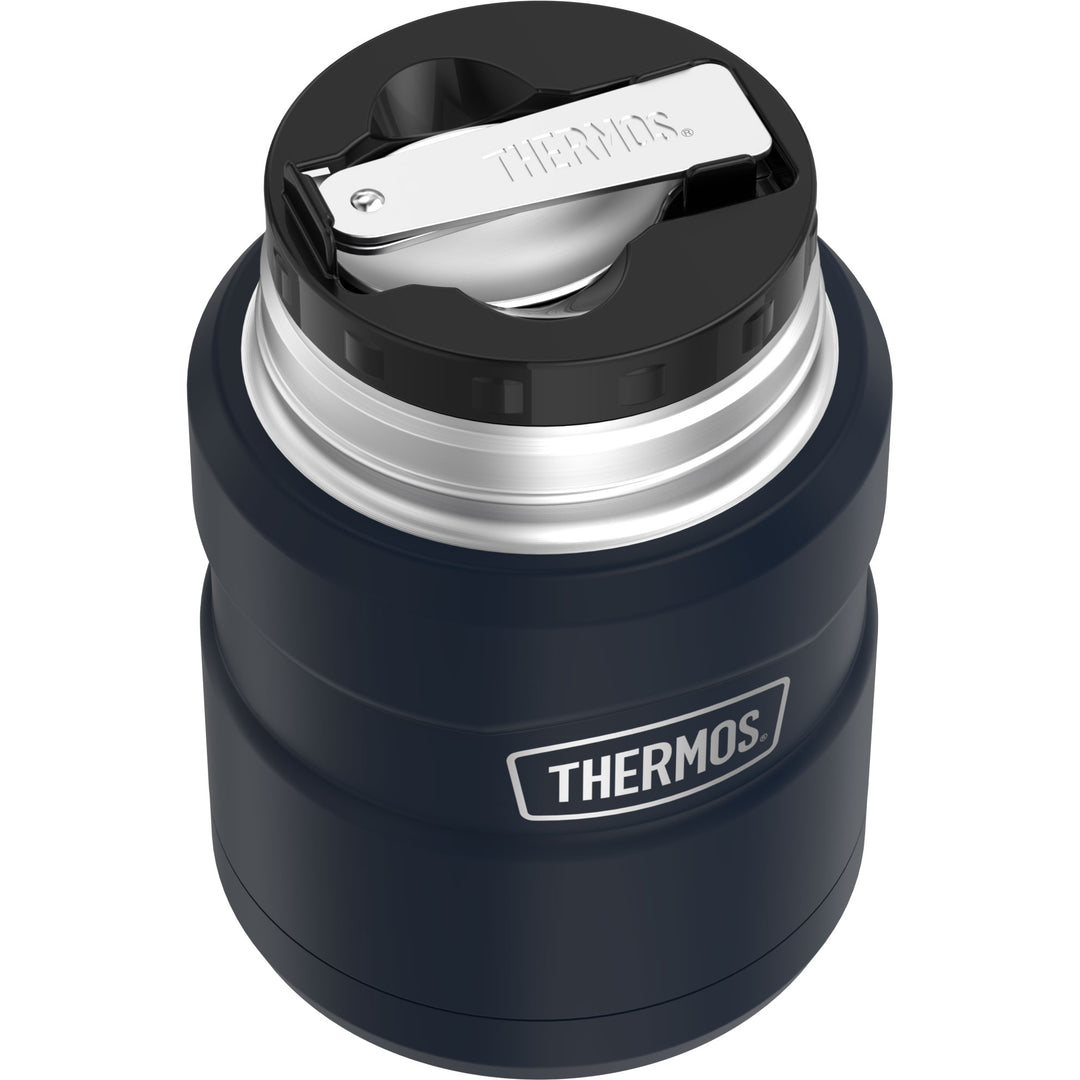 Thermos® 16oz Stainless King™ food jar in Matte Rose — top view showing lid opening