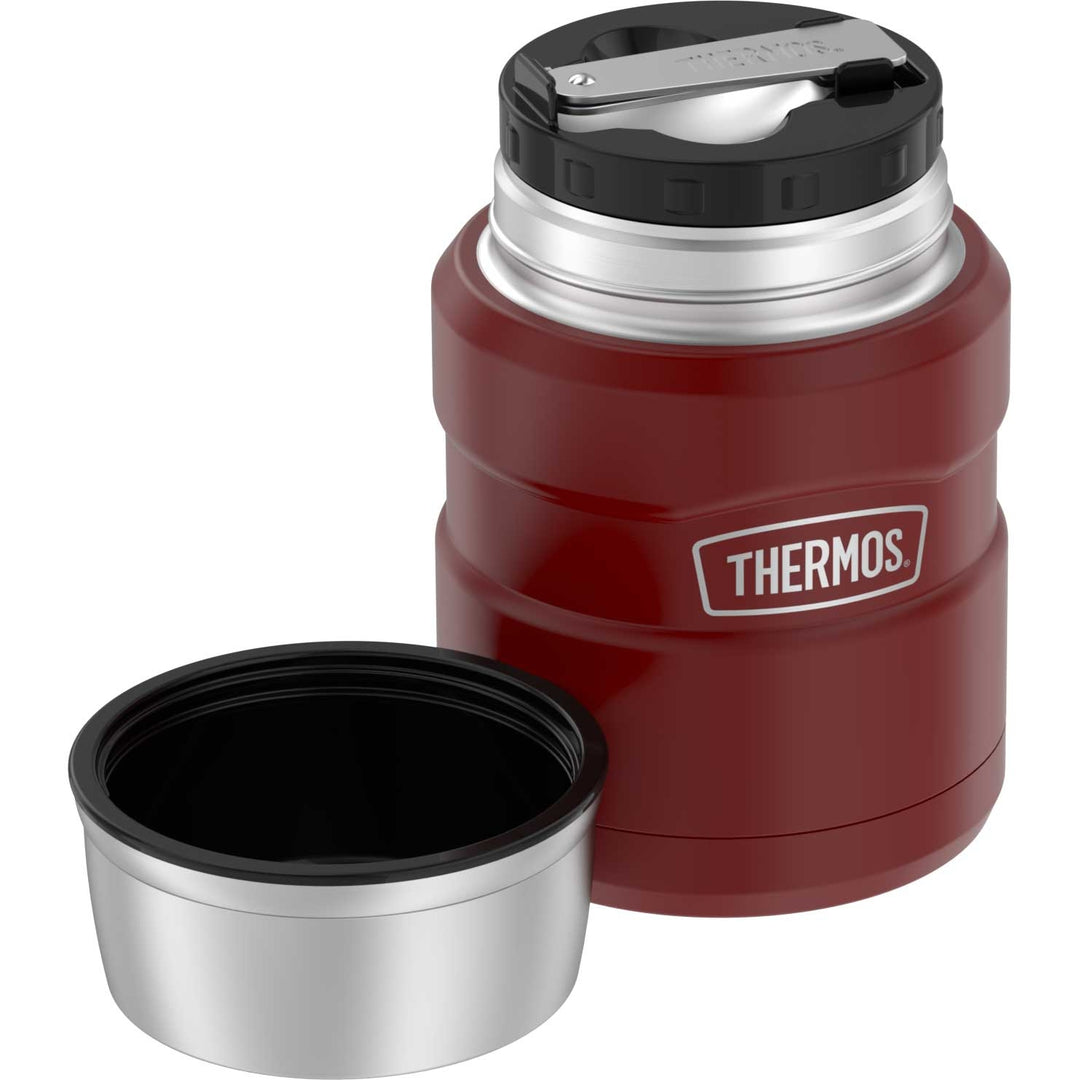 Thermos® 16oz Stainless King™ food jar in Matte Rose — top view showing lid opening