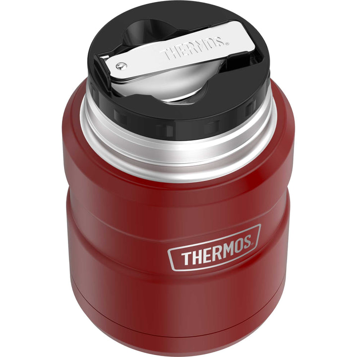 Thermos® 16oz Stainless King™ food jar in Matte Rose — top view showing lid opening