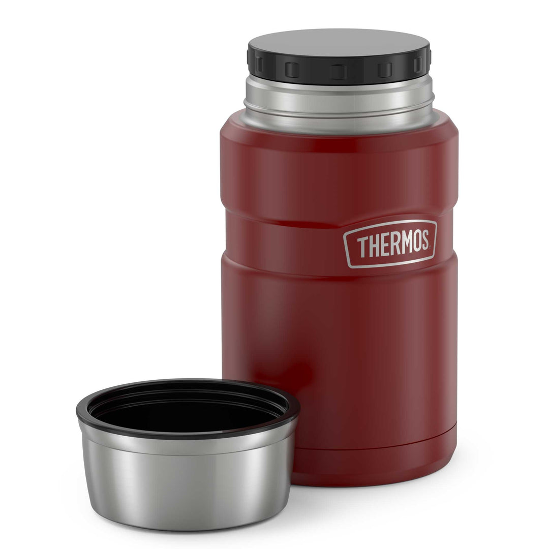 Thermos® 24oz Stainless King™ food jar in Royal Blue — top view showing lid opening