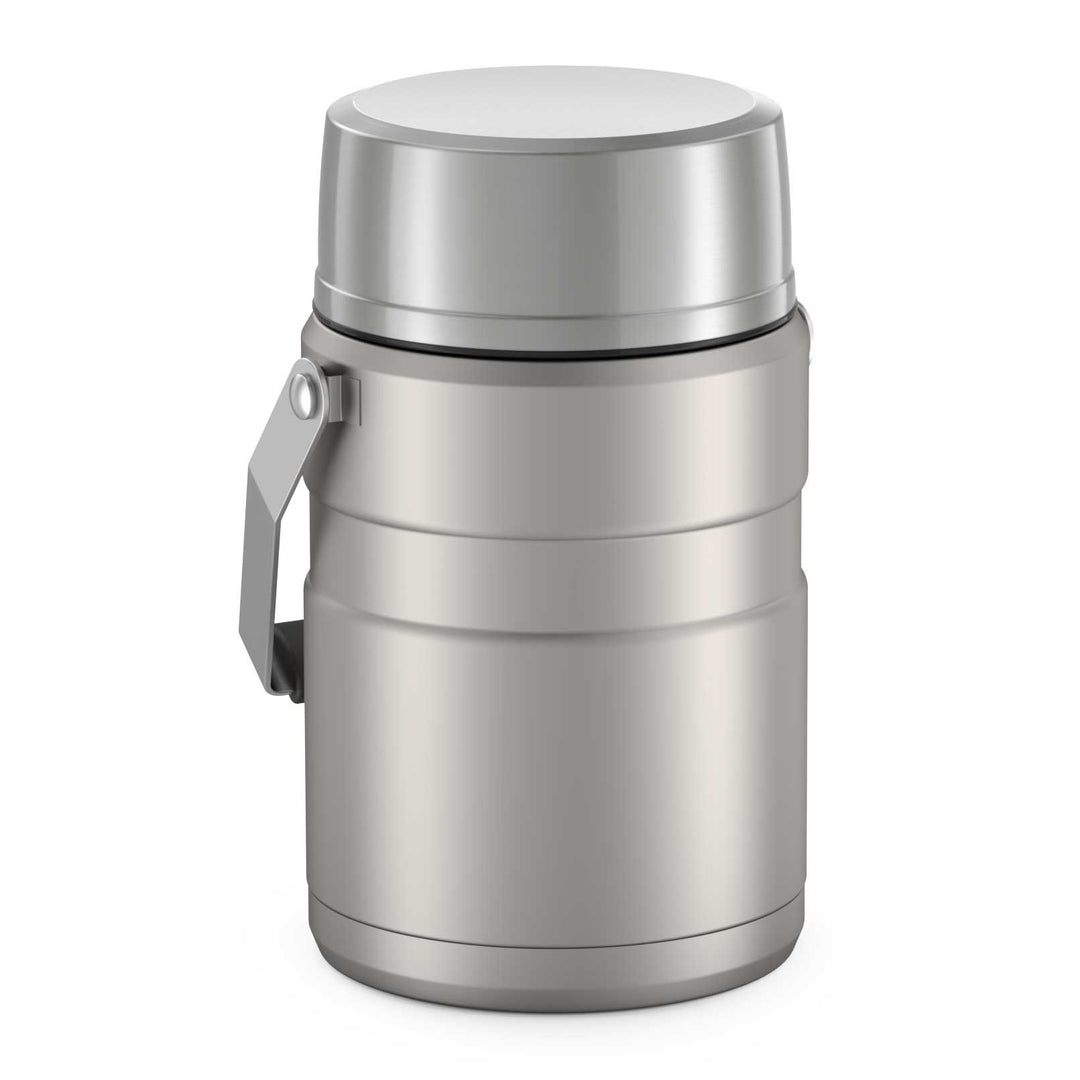 Thermos® 47oz Stainless King™ food jar in Matte Stainless Steel — back view showing handle and base